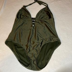 Olive green halter one piece XL